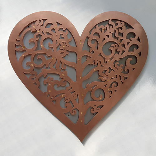 Filigree copper heart