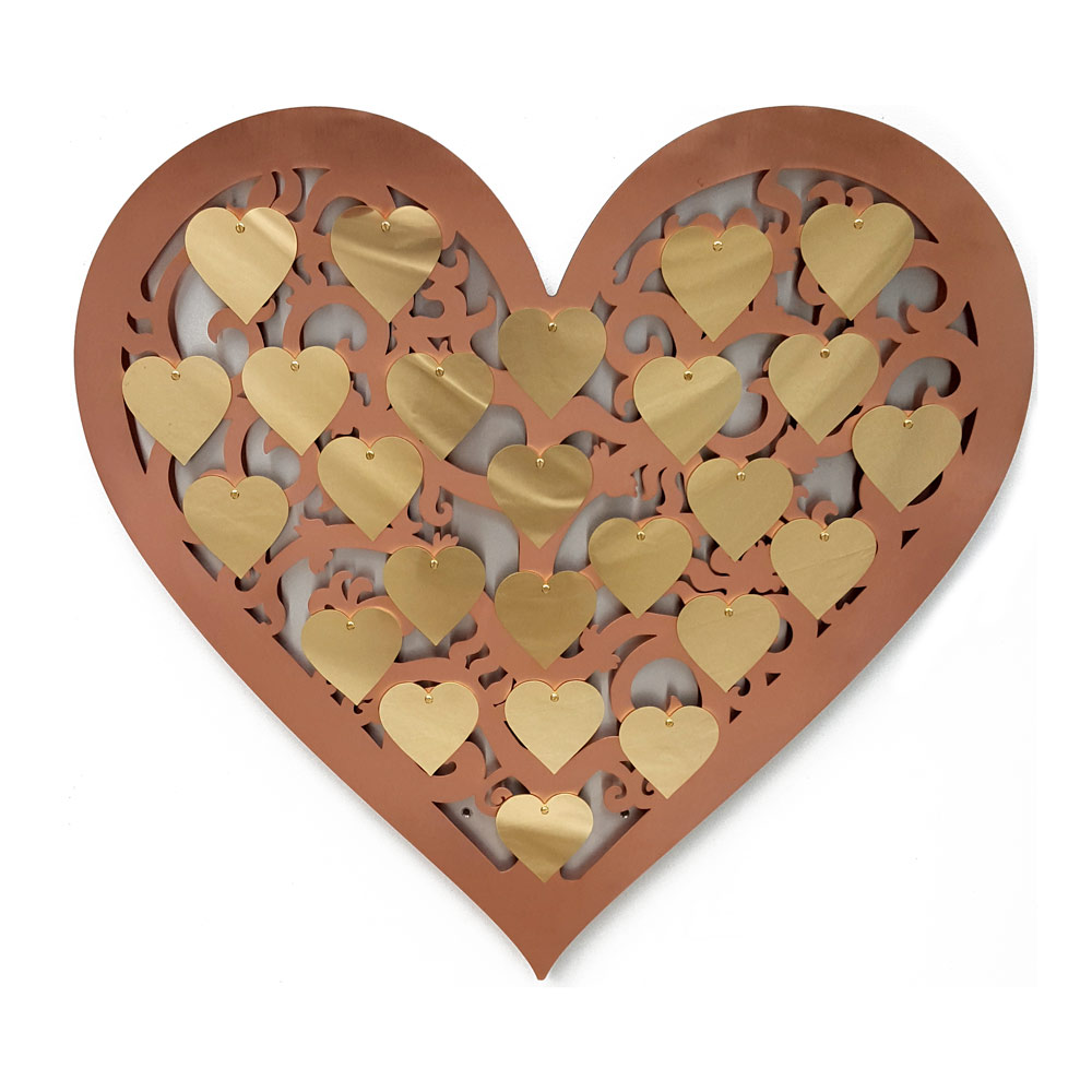 copper filgree heart plaque display board