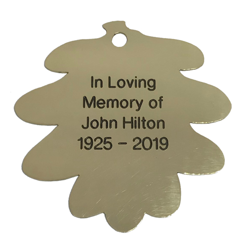 Oak leaf brass plaques by Finch Tree