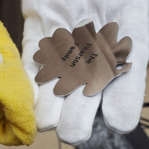 stainless steel oak leaf plaque