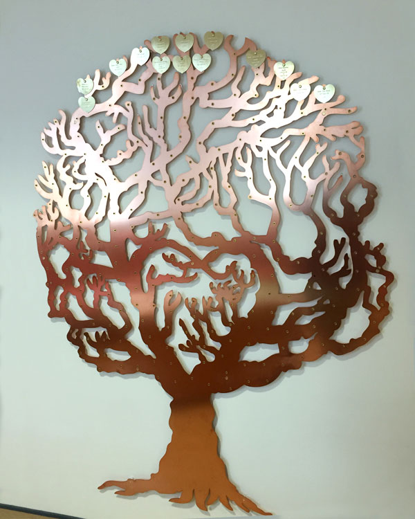 Copper Fundraising tree by Metallic Garden