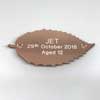 Engraved copper hornbeam leaf plaque by Metallic Garden UK