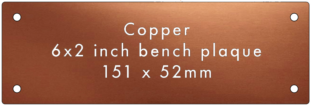 Copper bench plaque 6 by 2 inch