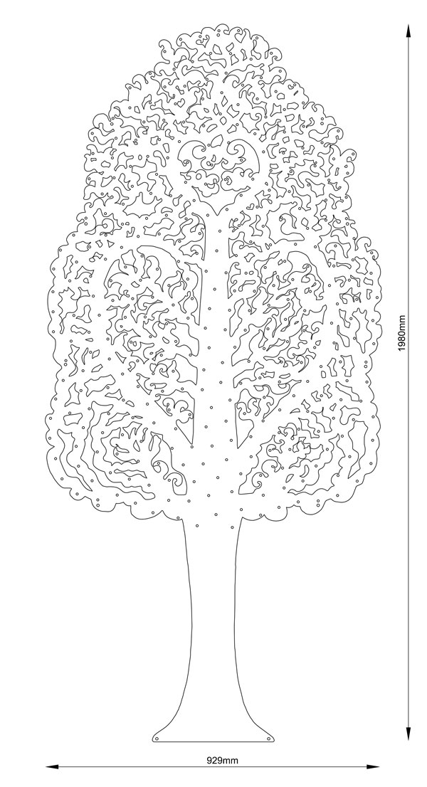 Hope Tree fundrainsing tree dimensions 1980mm high by 929mm wide