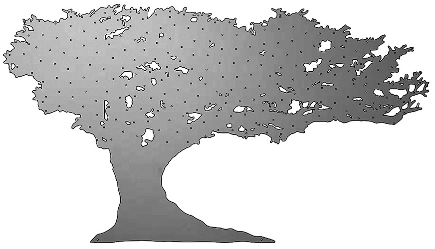 Windswept Tree stainless steel fundraising tree from Finch Tree UK